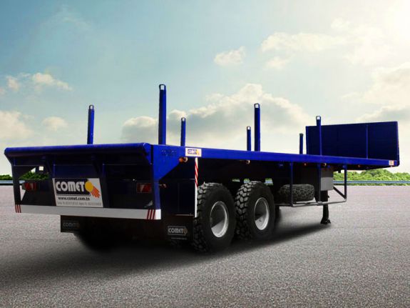 La semi-remorque plateau p&eacute;trolier  COMET est d&eacute;di&eacute;e au transport sp&eacute;cifique de divers &eacute;quipements p&eacute;troliers sur sites d&rs