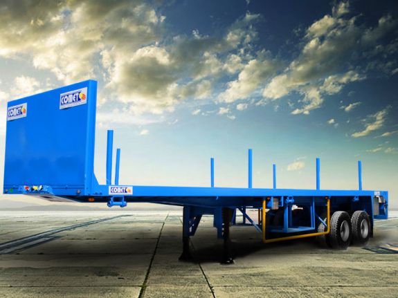 La semi-remorque plateau saharien COMET est con&ccedil;ue et r&eacute;alis&eacute;e pour le transport de divers marchandises conditionn&eacute;es. Elle est sp&eacute;