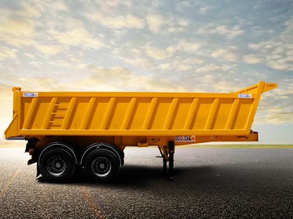 La semi-remorque benne TP 20m&sup3; est particuli&egrave;rement adapt&eacute;e aux chantiers de travaux publics pour le transport de divers mat&eacute;riaux en vrac s